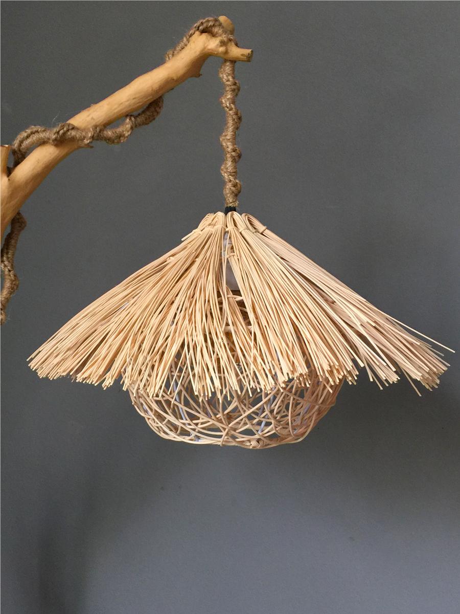 Rustic Rattan Wooden Birdcage Floor Lamp - Cueteks