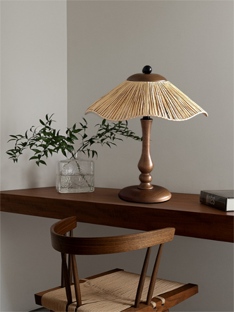 Oakley Lotus Braided Straw Table Lamp - Cueteks