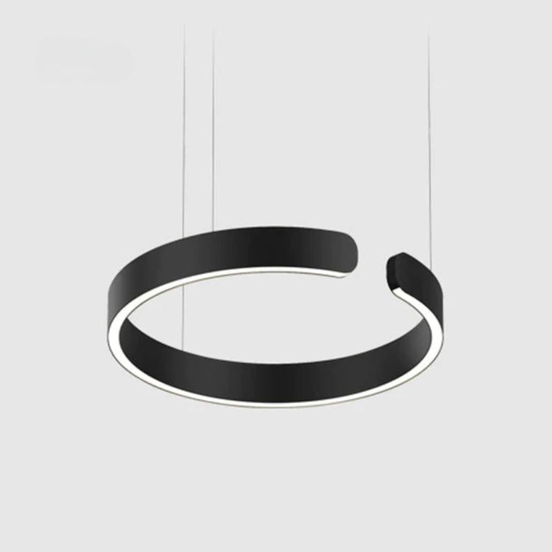Black open-ring pendant with a bottom light strip against a pale background