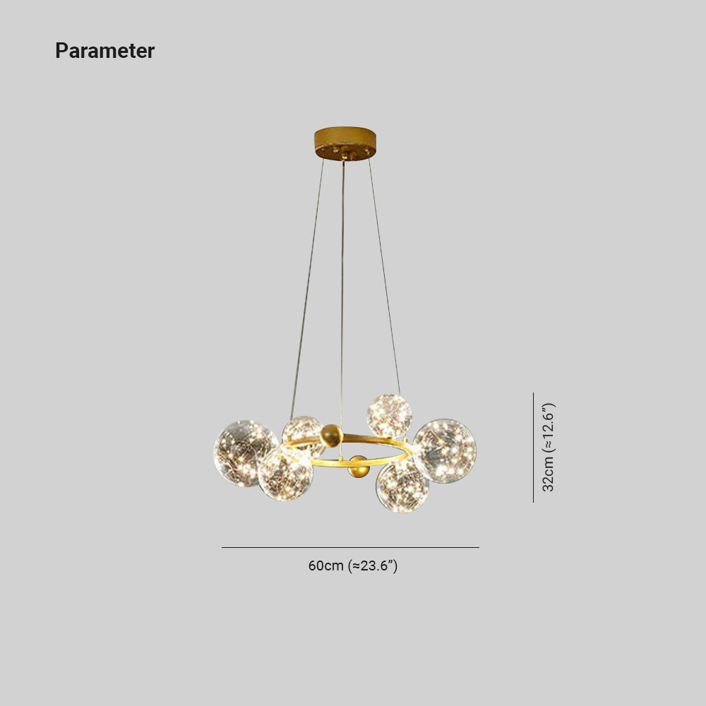 Six-head round chandelier diagram with 60 cm width