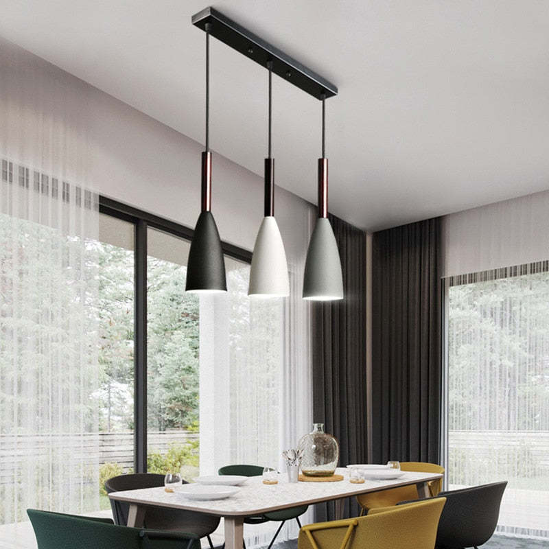 Morandi Kitchen Island Pendant Light Cluster, Wood/Metal - Cueteks