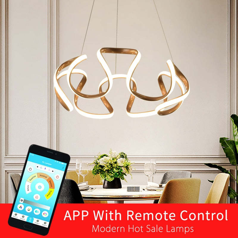 Promotional app and remote graphic with gold Louise pendant