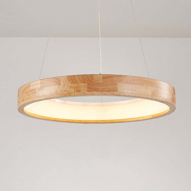 Close view of the Ozawa wood rim surrounding its broad illuminated underside.