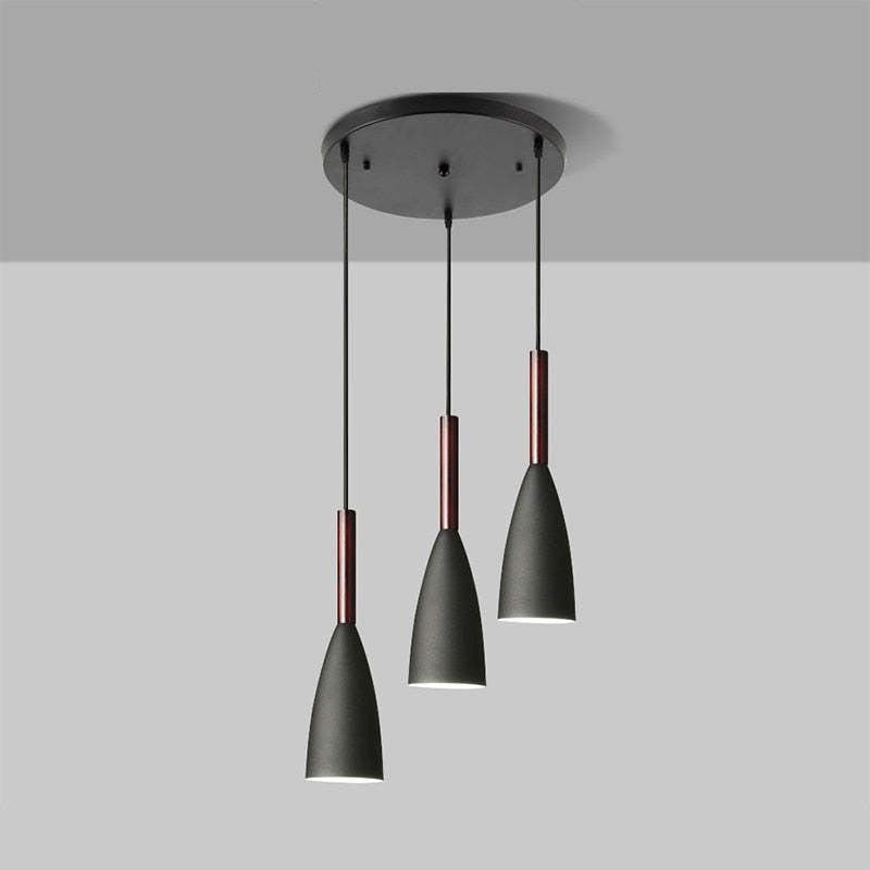 Morandi Kitchen Island Pendant Light Cluster, Wood/Metal - Cueteks