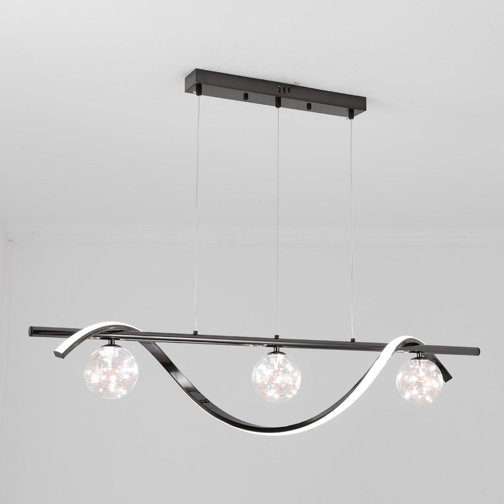 Black Louise canopy and three-globe wave light against white