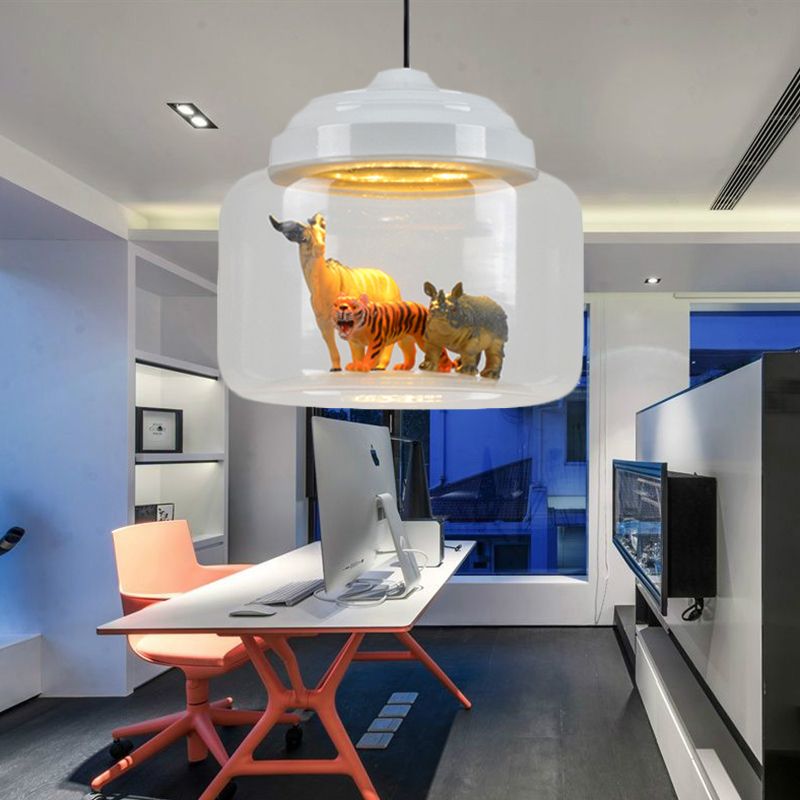 Leilani White animal pendant in a home office