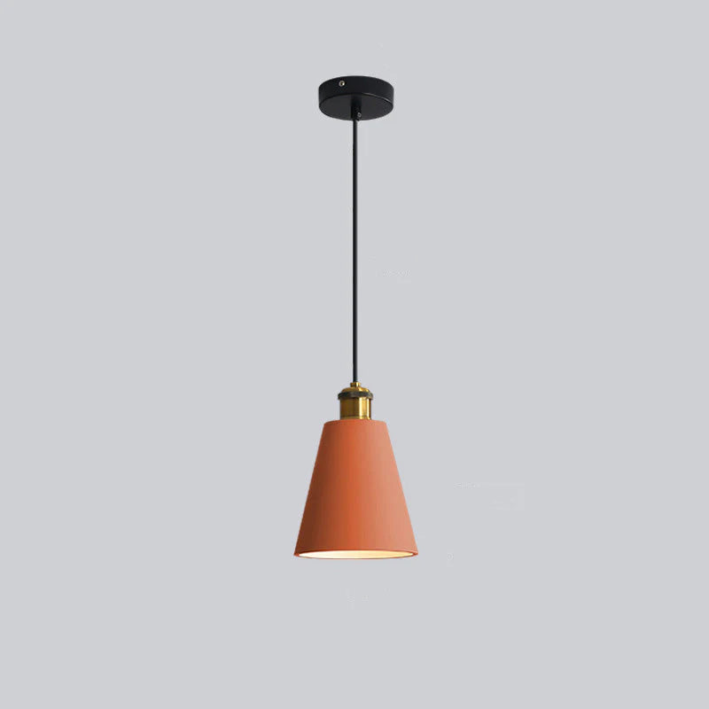 Orange Morandi Style A pendant with a tall tapered shade.