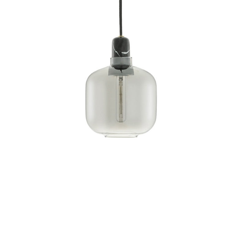Wide smoke-gray glass pendant on a black cord