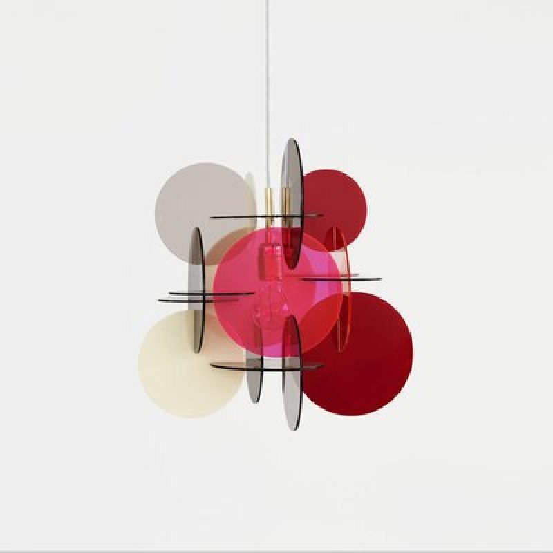 Isolated Morandi Red/Gray/White shade on pale gray, with a transparent red-looking centre and overlapping discs