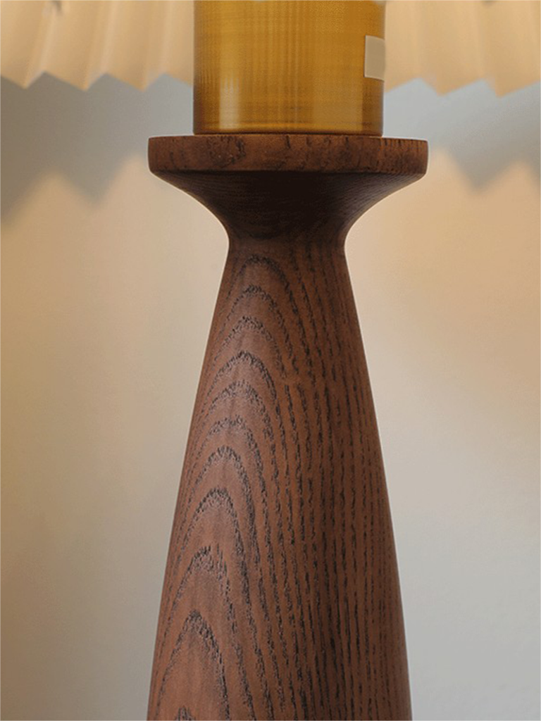 Riko Wood Fabric Pleated Table Lamp - Cueteks
