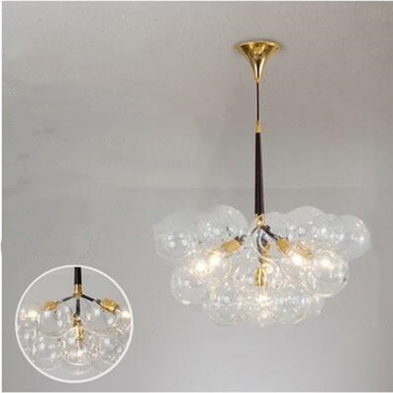 Valentina Nordic Luxury Clear Bubble Pendant Light , White/Black/Coffee - Cueteks