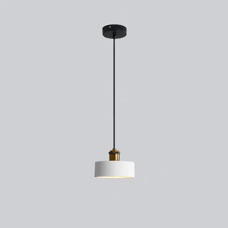 White Morandi Style C pendant with a cylindrical drum shade.