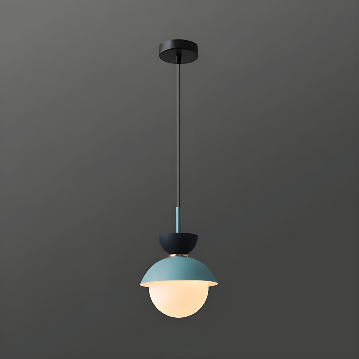 Dark blue upper cup and light blue lower shade pendant