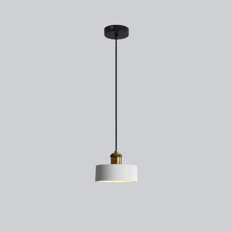 Light-coloured Morandi Style C pendant with a cylindrical drum shade.