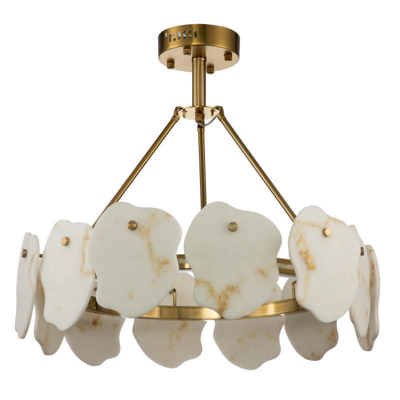 Unlit Marilyn pendant showing irregular marble edges and gold-tone fasteners.