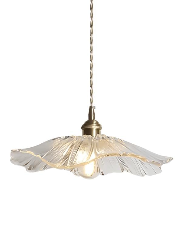 Design B clear fluted lotus pendant on white