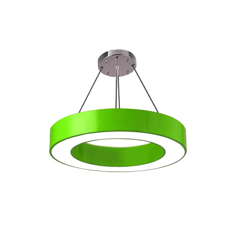 Green circular pendant with illuminated underside