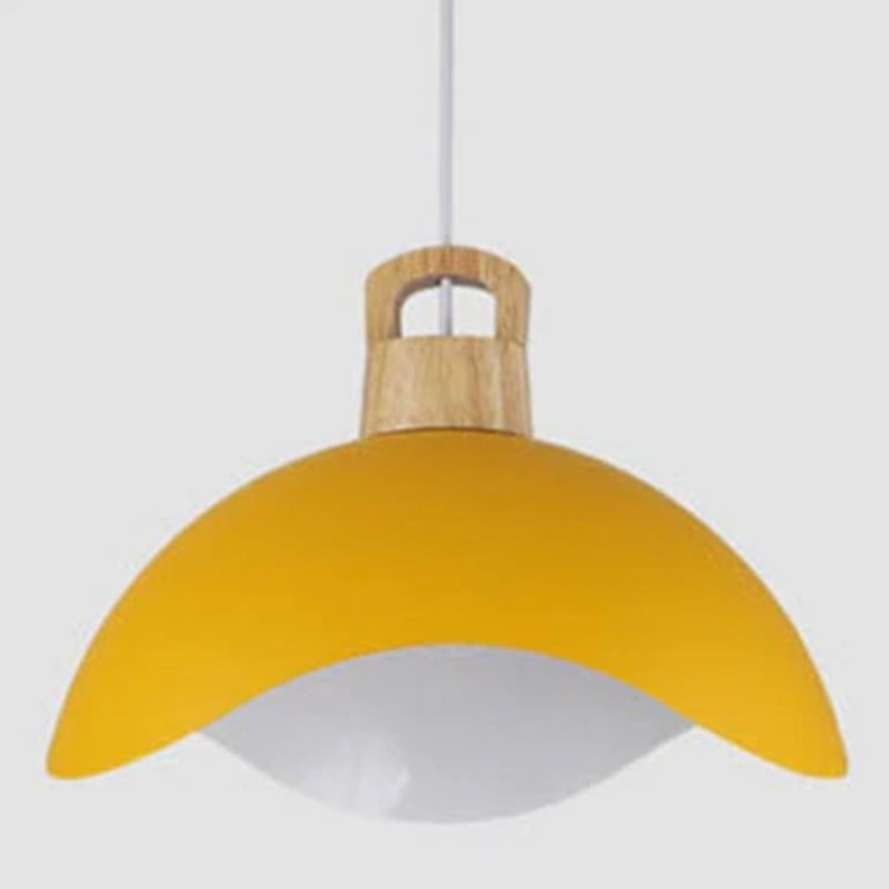 Morandi Colorful Shade Single Pendant Lights, Wood & Metal - Cueteks