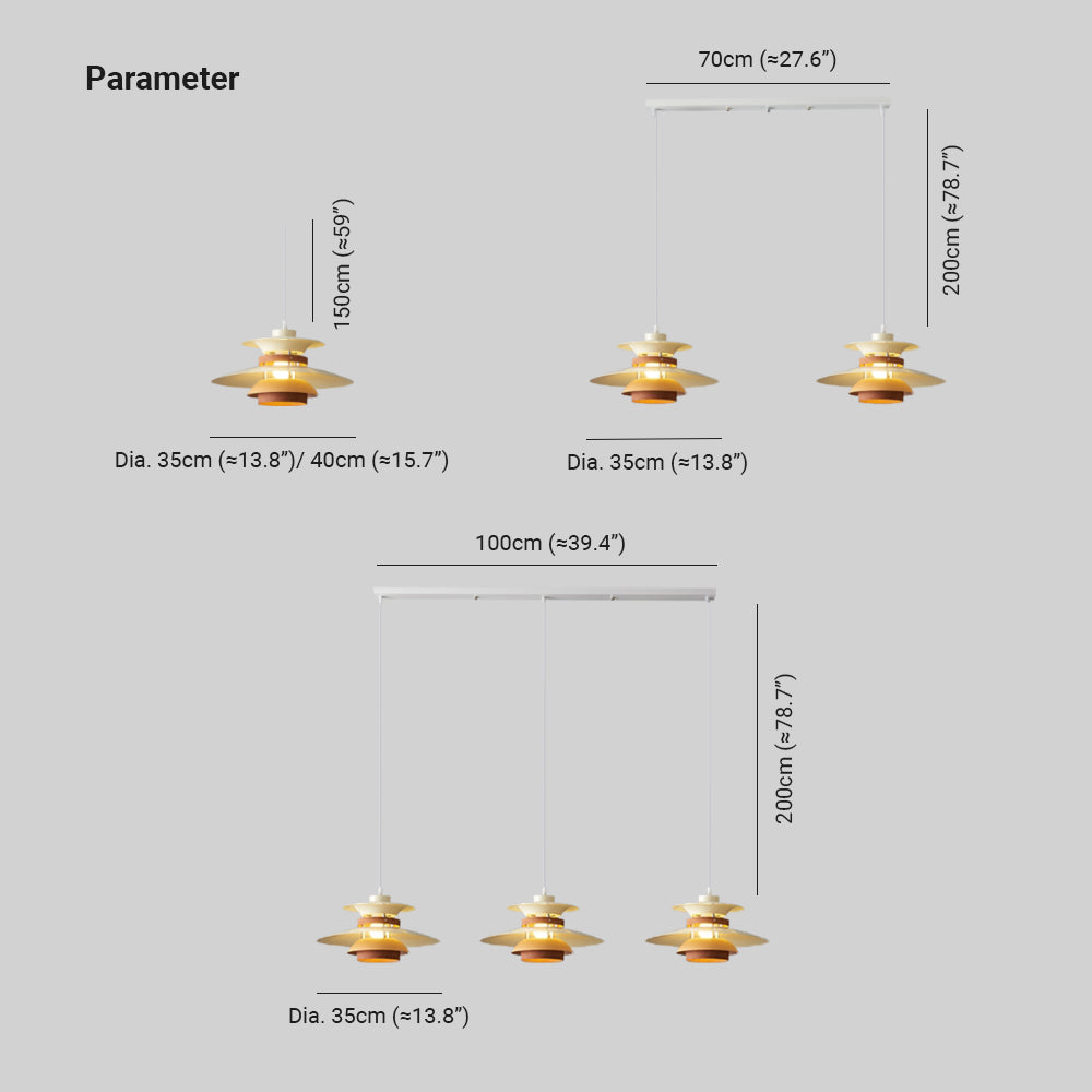 Morandi size diagram with single shades and 70 and 100 cm multi-head bars