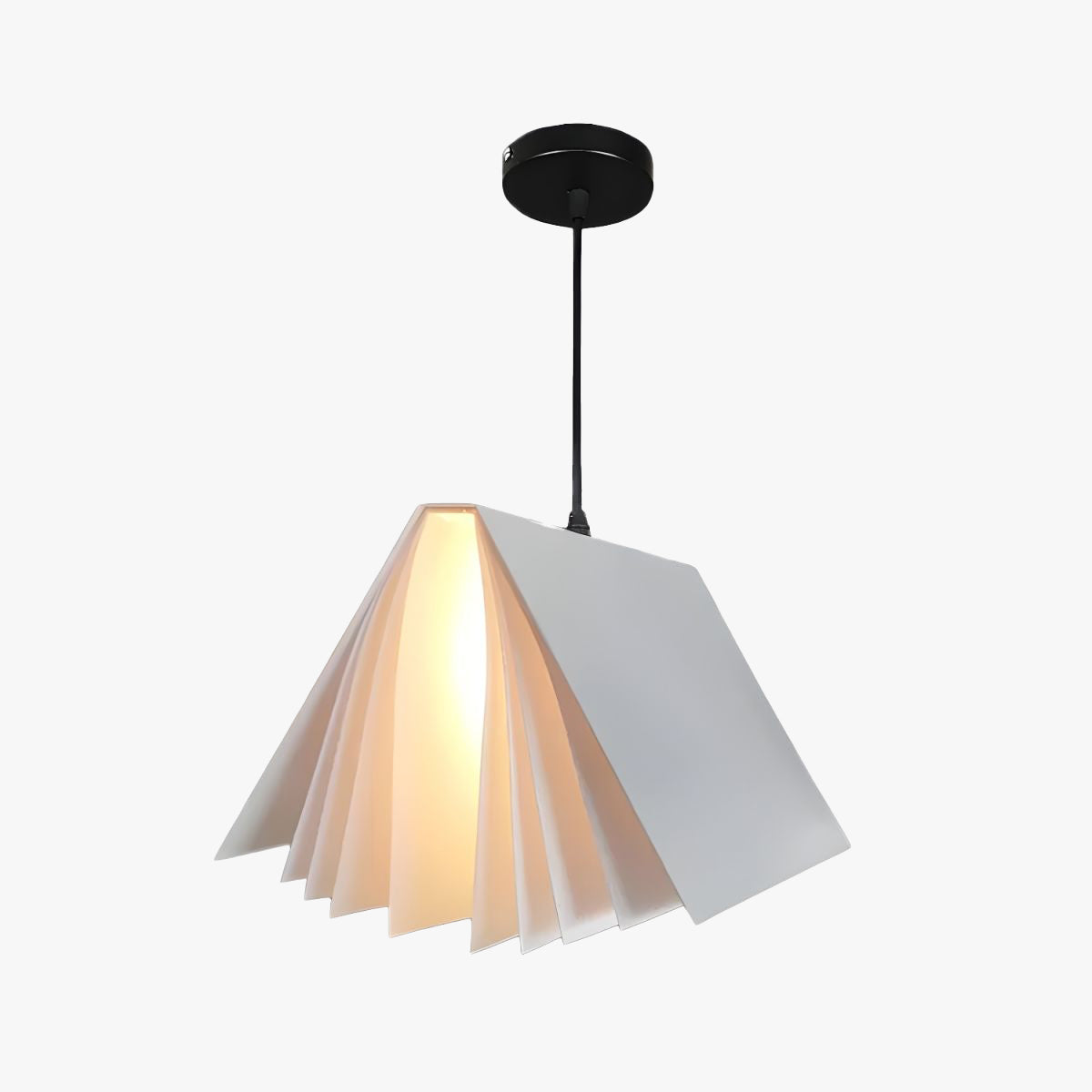 White open-book pendant with pale folded pages