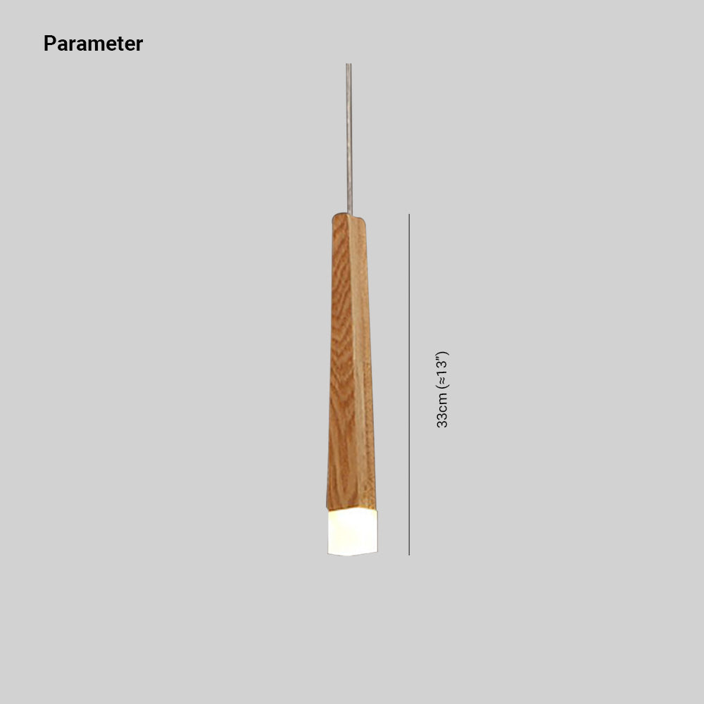 Ozawa drawing with a 33 cm approximately 13-inch vertical body label beside the wood column and white tip, excluding the upper cord.