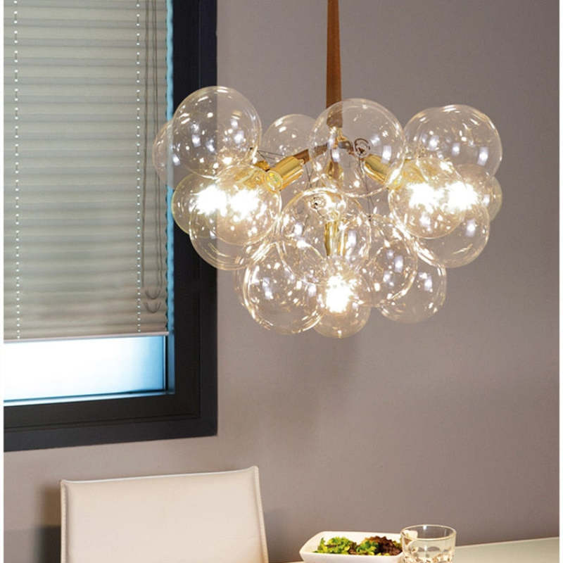Valentina Nordic Luxury Clear Bubble Pendant Light , White/Black/Coffee - Cueteks