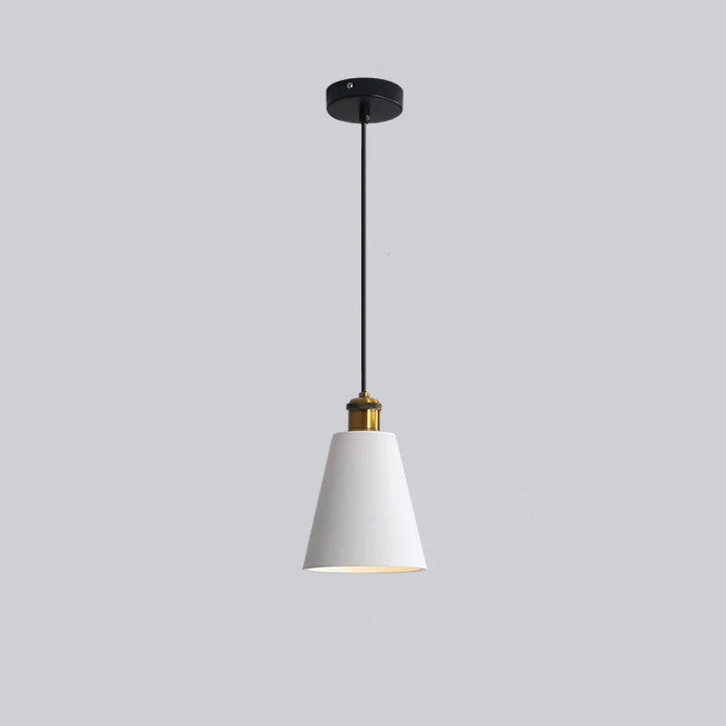 White Morandi Style A pendant with a tall tapered shade.