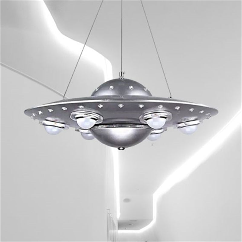 Alessio UFO pendant below a white ceiling with curved lighting