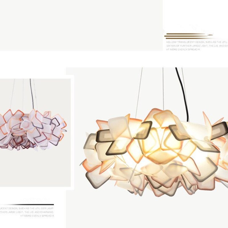 Orange Bella pendant composite with pale petals, orange and dark edges, a glowing main view and an unlit inset