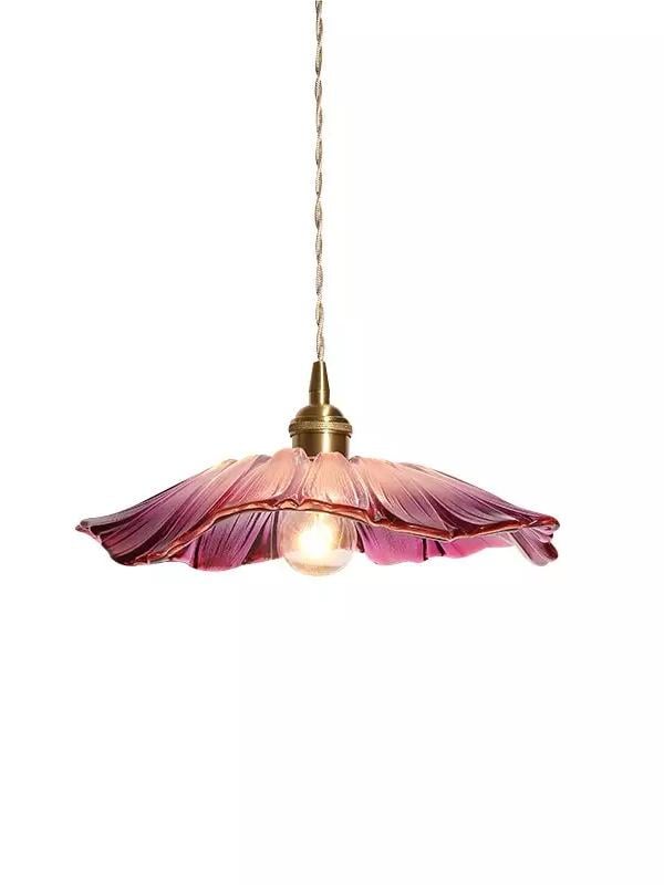 Design B purple fluted lotus pendant on white