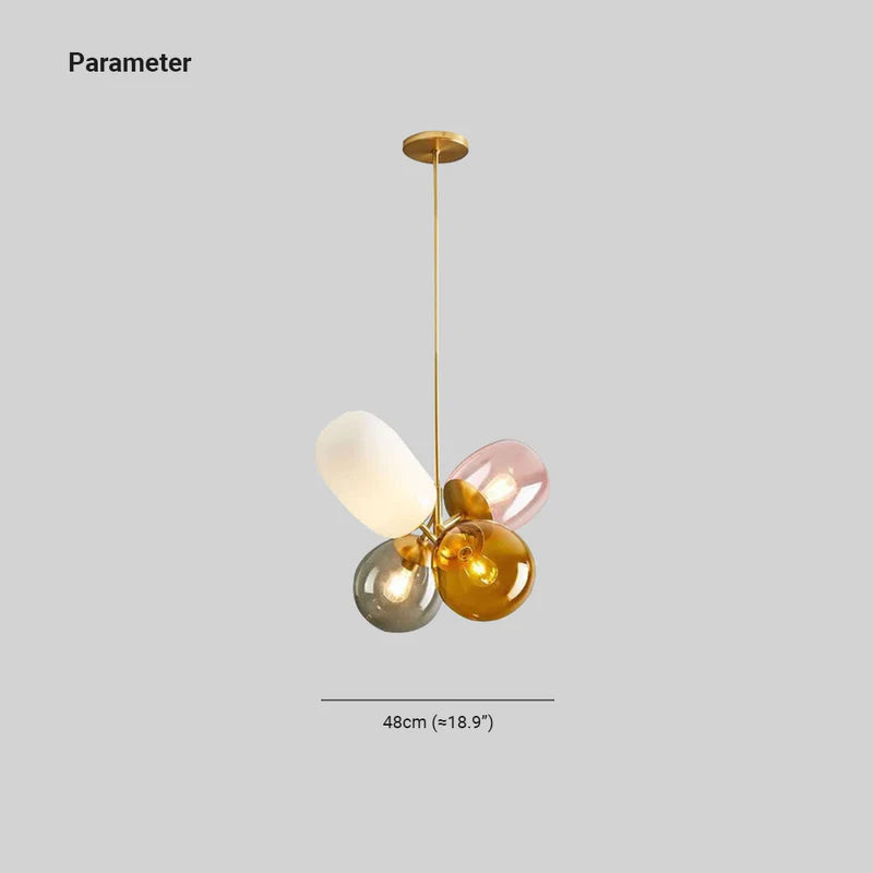 Morandi Decorativa Globo Metal/Vidrio Lámpara Colgante, Multicolor