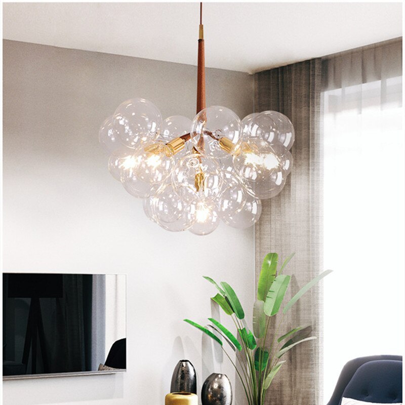 Valentina Nordic Luxury Clear Bubble Pendant Light , White/Black/Coffee - Cueteks