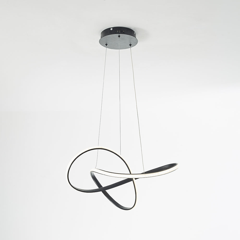 Angled view of black Louise loops and three suspension wires.