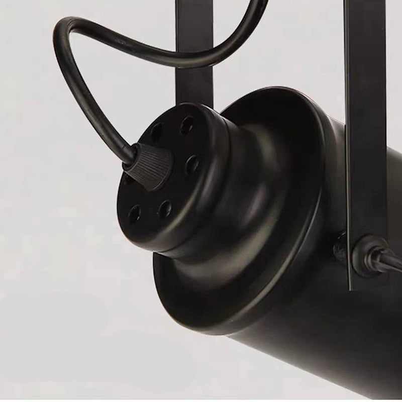 Rear detail of the Alessio Style B black cylindrical spotlight head
