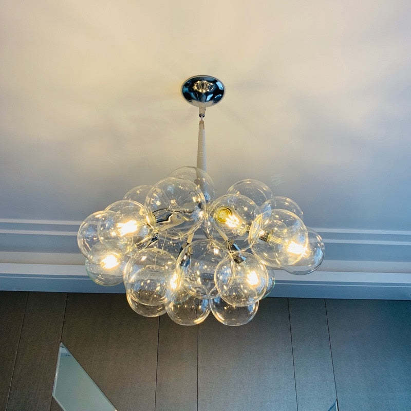Valentina Nordic Luxury Clear Bubble Pendant Light , White/Black/Coffee - Cueteks