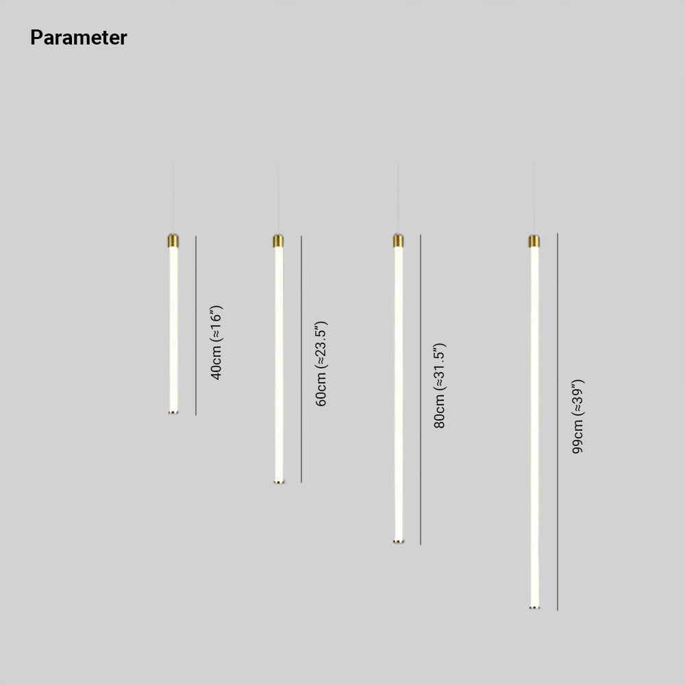 Edge diagram showing 40, 60, 80 and 99 cm tube lengths