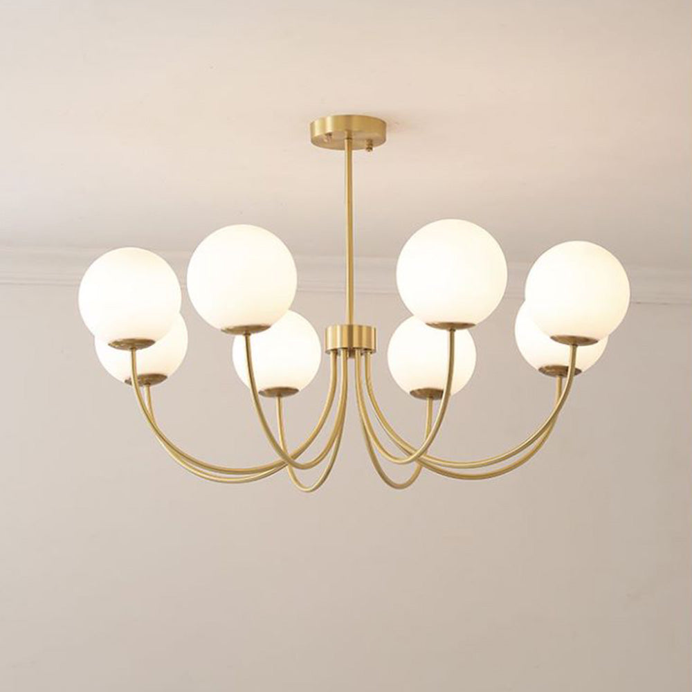 Valentina Modern Ball Bubble Metal/Glass Chandelier, Gold - Cueteks