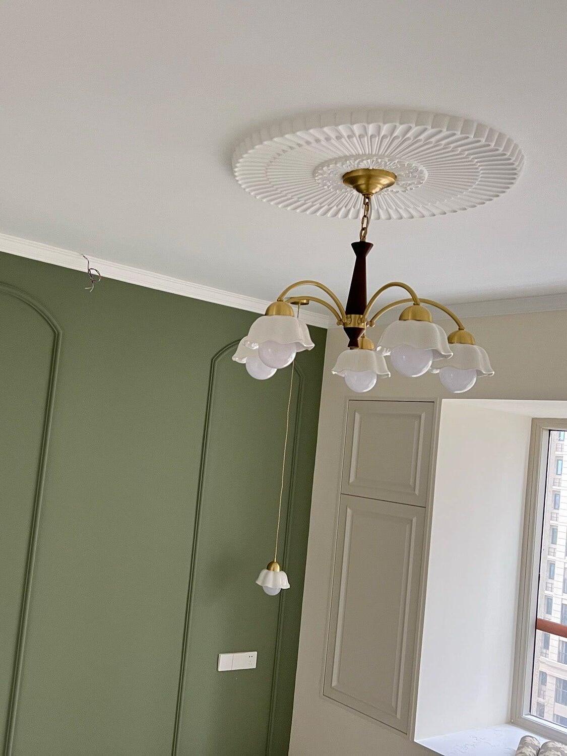 Swedish Modern Brass Chandelier - Cueteks