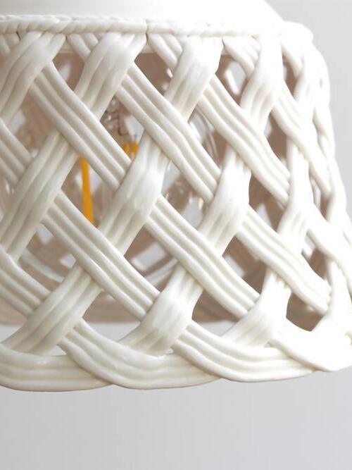 Stylish Ceramic Openwork Woven Pendant Lamp - Cueteks