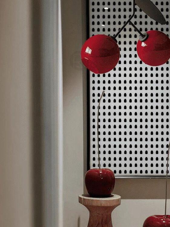 Close view of Red rounded shades in an interior