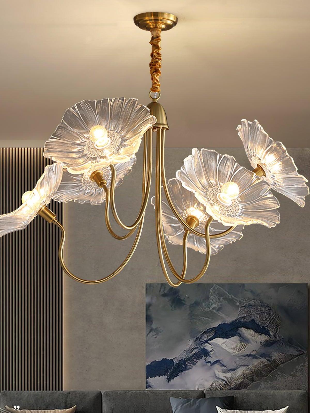 Lotus Leaf Glass Chandelier - Cueteks