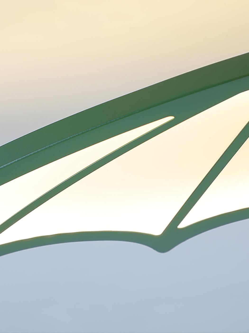 Detail of green wing frame and pale light panel