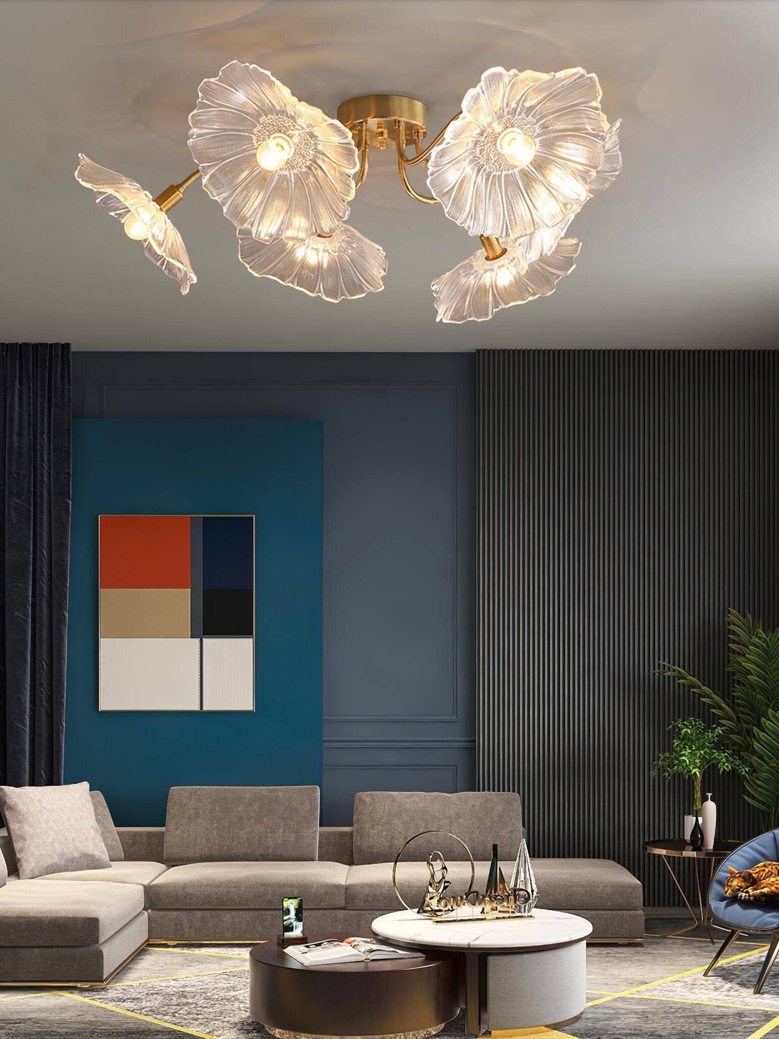 Lotus Leaf Glass Ceiling Lamp - Cueteks