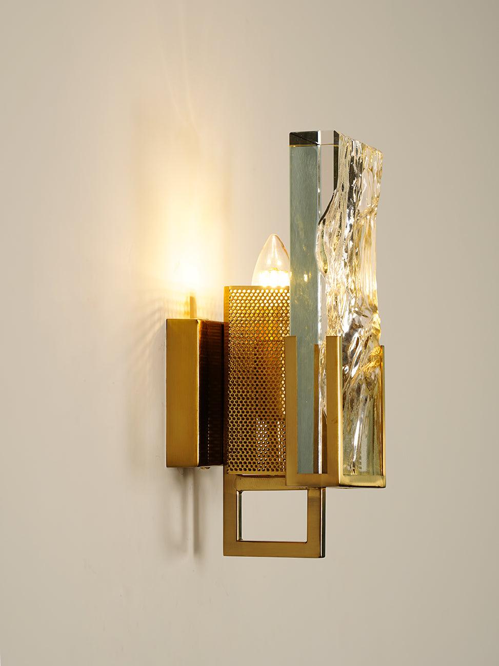 Side profile of illuminated Ice Crystal sconce