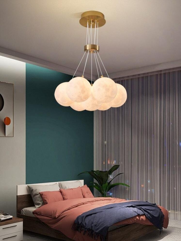 Small moon-sphere pendant in a bedroom