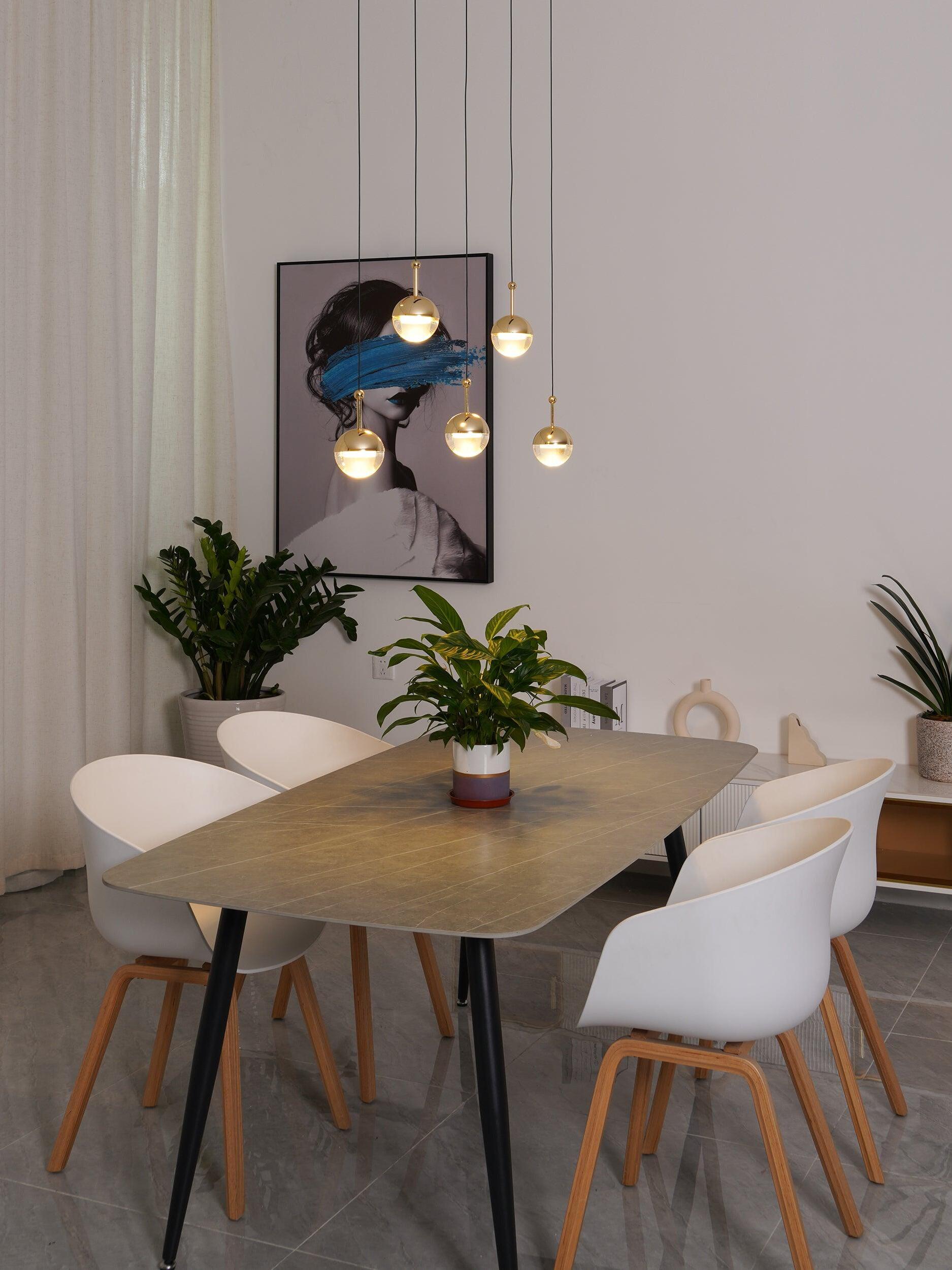Modern Dora LED pendant lamp in Champagne Gold for Kitchen - Cueteks