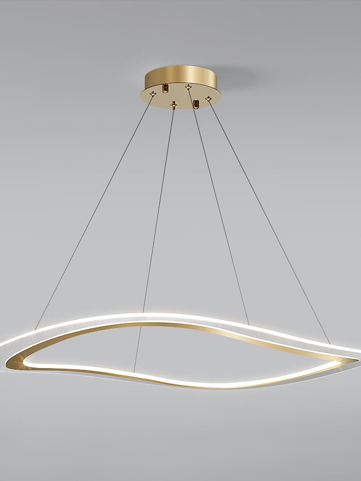 Lit gold-and-white wave loop below its round canopy