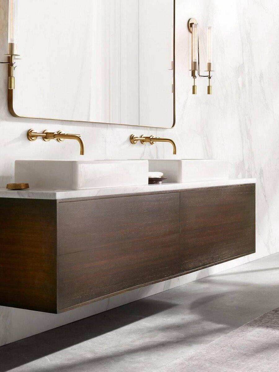 Retro Brass Fontanelle Glass Wall Lamp For Bedroom - Cueteks