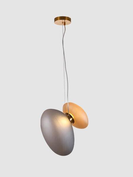 Model 8 smoky-grey and amber pebble pendant front view