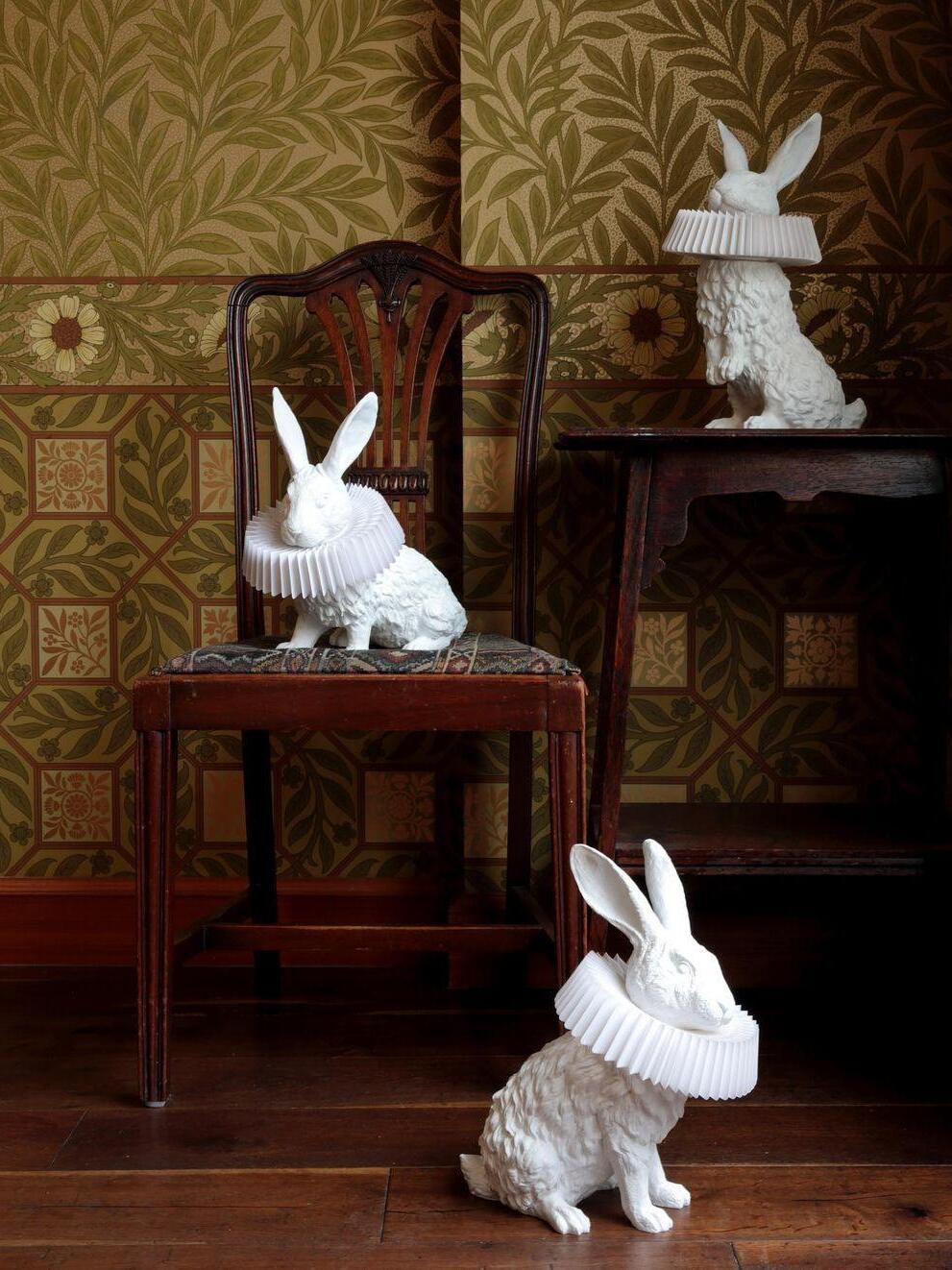 White Resin Rabbit Decorative Table Lamp - Cueteks